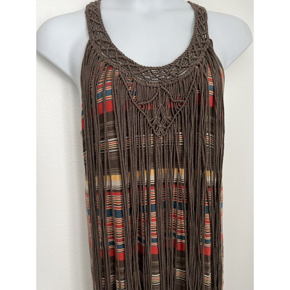 RALPH LAUREN Denim & Supply Women's Striped Fringe Maxi Dress Crochet XL - Picture 2 of 9